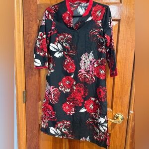 Floral Black and Red Kurti